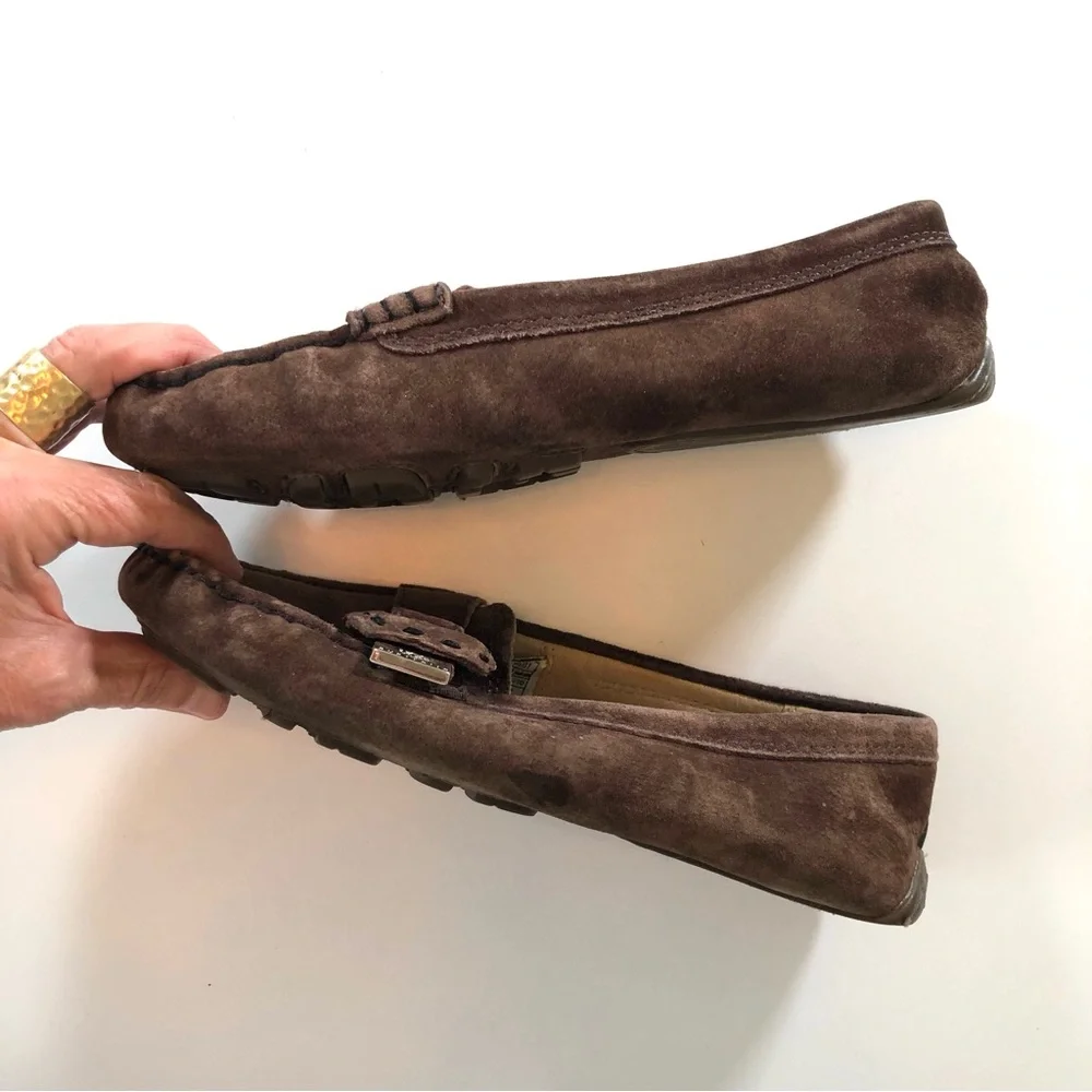 UGG Thelma Brown Suede Shearling Lined Driving Loafers Size 6 EU 37